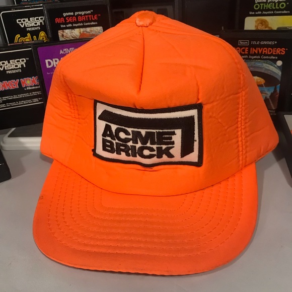 VTG Acme Brick Orange Hunting Snap Back w Patch - Picture 1 of 7